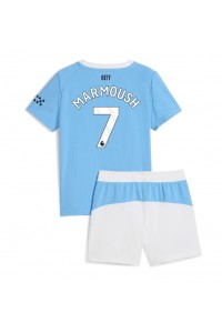 Manchester City Omar Marmoush #7 Jalkapallovaatteet Lasten Kotipeliasu 2025-26 Lyhythihainen (+ Lyhyet housut)